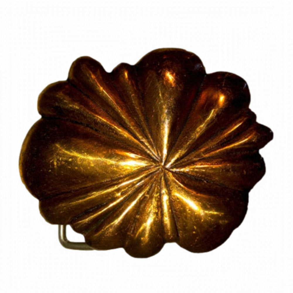 1970s Solid Brass Cloud Burst Abstract Flower Belt Buckle Approx 3” x 1.4” Vtg